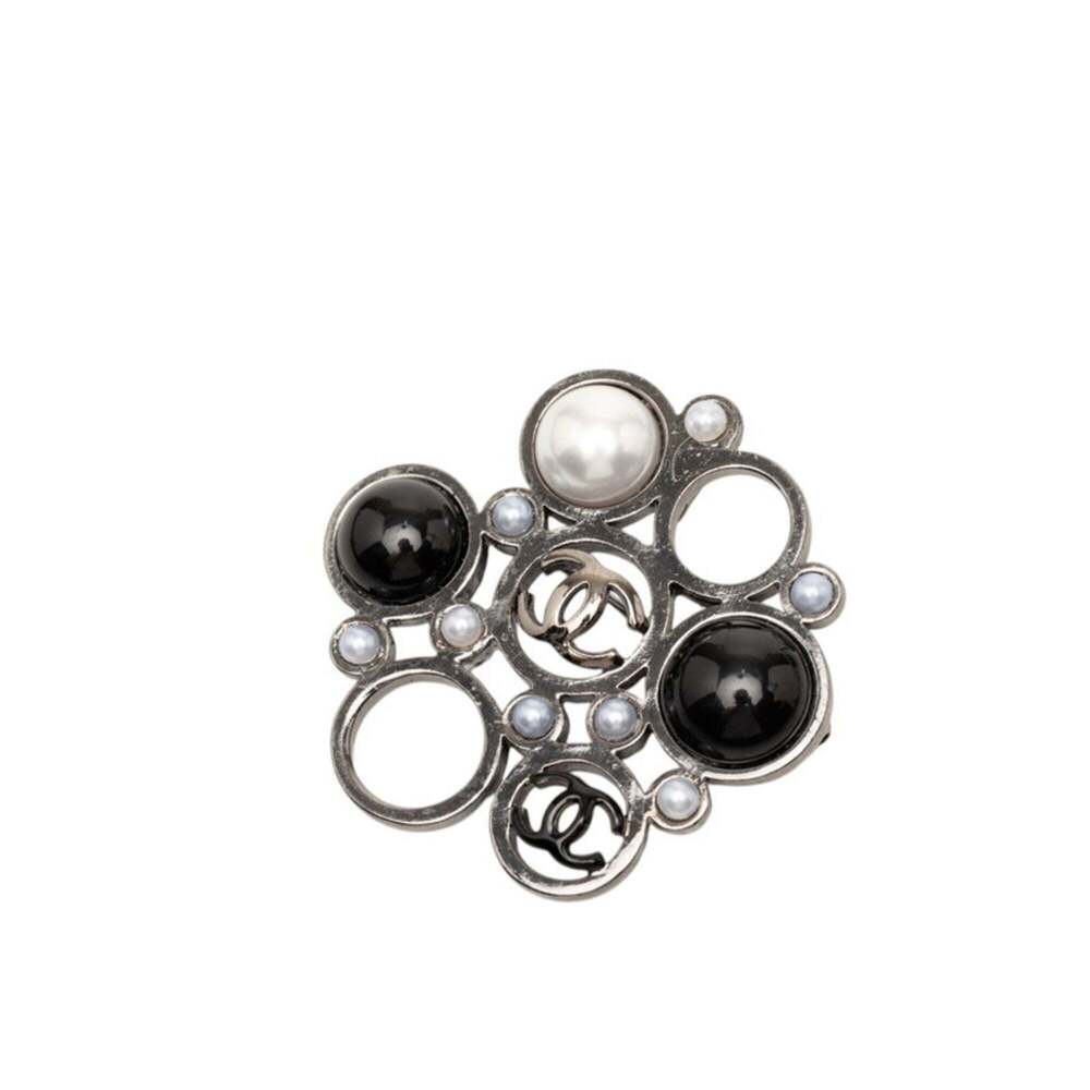 CHANEL Black Pearl Logo Brooch - Picture 1 of 3